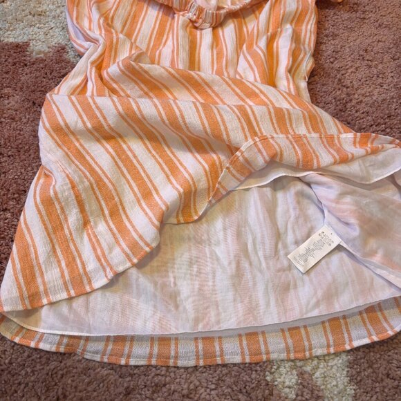MICHAEL KORS Womens Orange Striped Flutter Sleeve Dress Sz L NEW - Linen Blend - Picture 5 of 8
